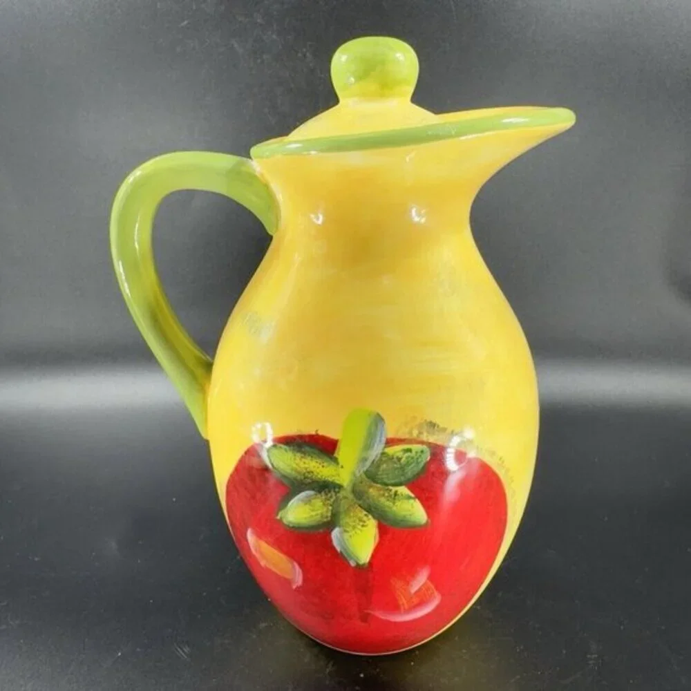 Certified International Stephania Ferri Ceramic Pitcher Jug Carafe With Lid READ